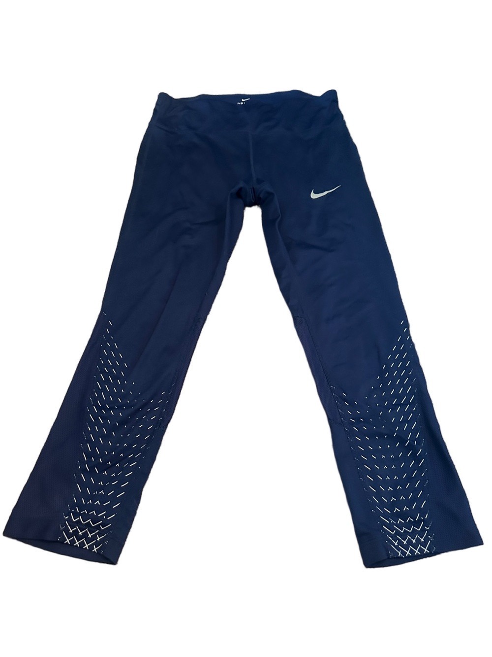 Medium Nike Navy Blue Performance Leggings with Reflective Swoosh
